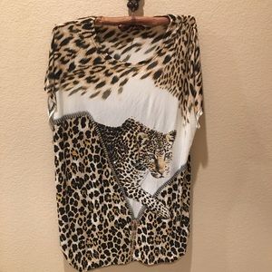 Blossom by P Leopard Oversized Animal Print Top